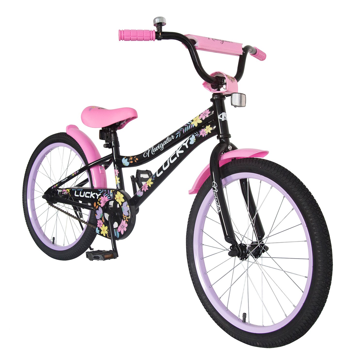 Детский велосипед, Navigator Lucky, колеса 20", стальная рама, стальные обода, ножной тормоз, защитная накладка на руле и выносе  